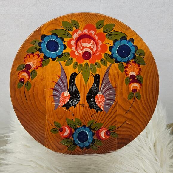 Folk Art Hand Painted--Peacock Decor Kitchen Wall Hanging - Picture 1 of 5